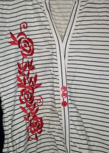 Striped Embroidered Kurta