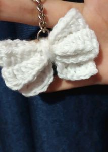 Crochet White bow Keychain✨️🫶☁️