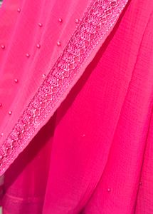 Elegant Pink Chiffon Sar