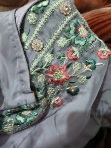 Embroidered Lavender Kurta Set