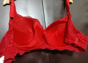 Red Floral Lace Bra For 42 Bust