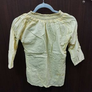 Girls Yellow Embroidered Top