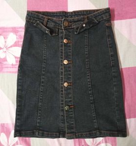 Denim Button-Front Mini Skirt