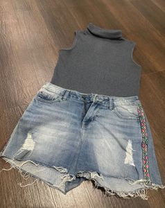 Denim Shorts And Tops Combo