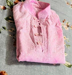Pink Embroidered Kurta