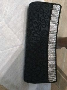 Black Clutch With Self  Beaded Work