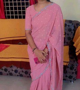 Pink Work Saree
