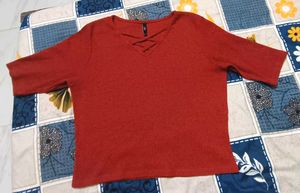 Rio Rust Colour Neck Design Ripped Top