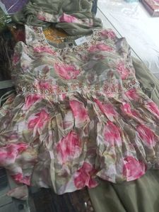 Floral Print Blouse &amp; Solid Plazzo Set