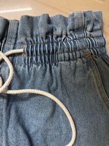 Trendy Blue Drawstring Waist Jeans