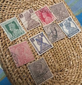 9 Vintage British India Stamps