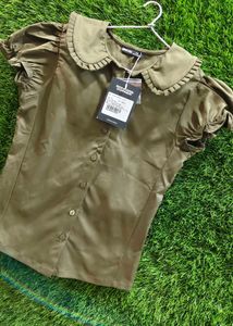 Bonkers Olive Green Collared Top