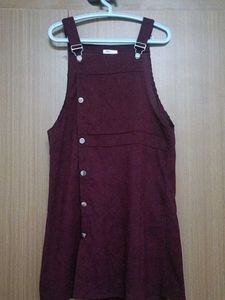 Maroon Buttoned Jumper Dress