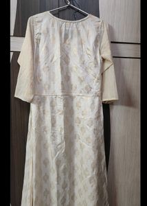 Cream Long Frock With Kothi