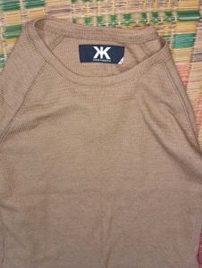 Casual Brown Knit T-Shirt
