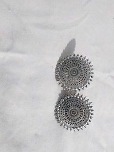 Silver Mandala Drop Earrings