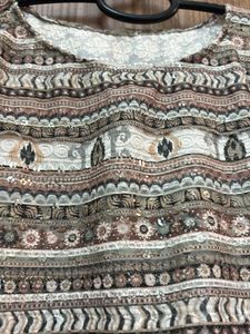 Hues of Brown and Green Patterned Top