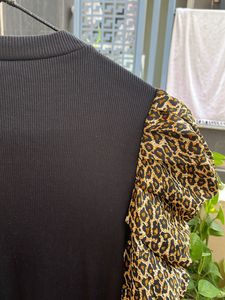Black Leopard Printed Full Sleeves Top