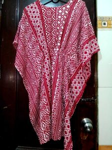 Kaftan For Women Red &amp; White