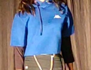 Blue Kappa Cropped Hoodie