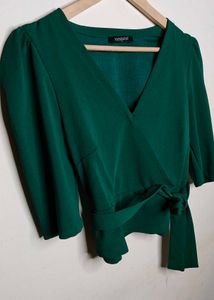 Chic Green Wrap Top - Perfect for any occasion
