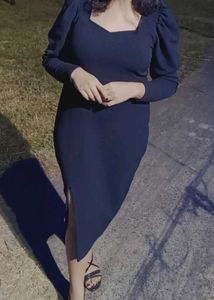 Burgundy Puff Sleeve Bodycon Dress