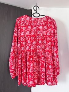 Beautiful Floral Peplum Full Sleeves Short Kurti