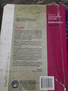 Telugu Akademi Mathematics 1B Text Book
