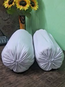 Takiya Pair of White Bolster Pillows Gift 🎁