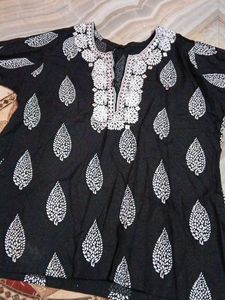 Embroidered Black Tunic Top