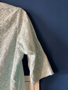 Blue Embroidered Kurti with Jeans