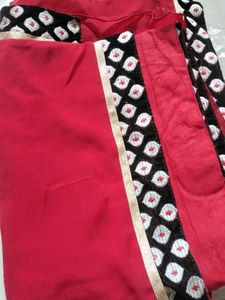 Red Saree With Dark Brown Border... Navratri Sale
