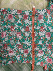 Koskii Sea Green Floral Print Sharara Set