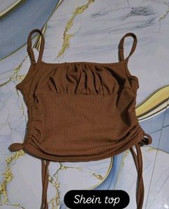 Brown Ribbed Tank Top