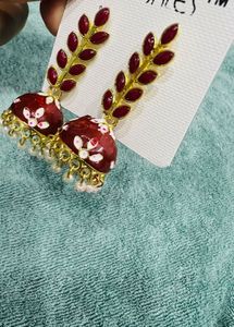 Elegant Maroon Jhumka Earrings