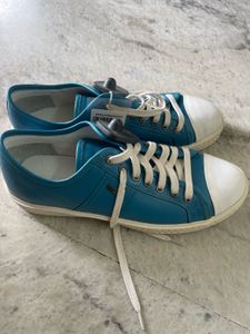 Blue Leather Sneakers