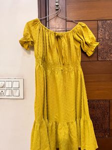 Mustard Yellow Off-Shoulder Dress