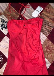 ZARA Red Halter Midi Dress
