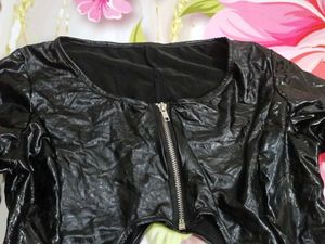 (1122Shiny Black Bodysuit
