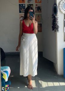 White Skirt With Golden Buttons