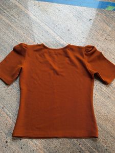 rust Puff Sleeve Top