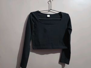 Women Square-neck Black Top