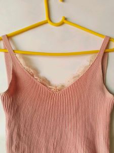 Pink coquette pinteresty lace trim cami top