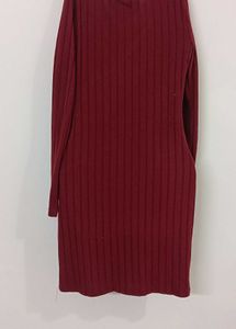 Burgundy Ribbed Dress
