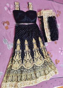 Elegant Black Gold Lehenga