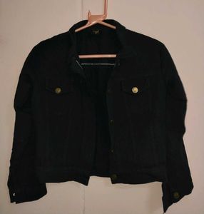 Black Denim Cropped Jacket