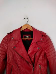 Red Casual Lether Jacket (Women&#39;s)