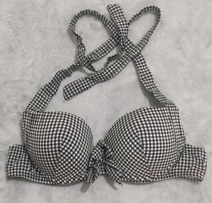 Gingham Patted Halterneck Bikini Top