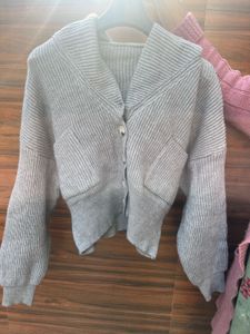 Stylish Grey Knit Cardigan