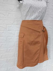 Imported High Waist Brown Skirt